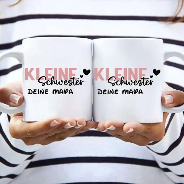 Personalisierte Spruch Tasse Kleine Schwester mit Namen