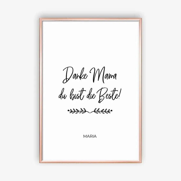 Danke Mama du bist die Beste! - personalisiertes Poster