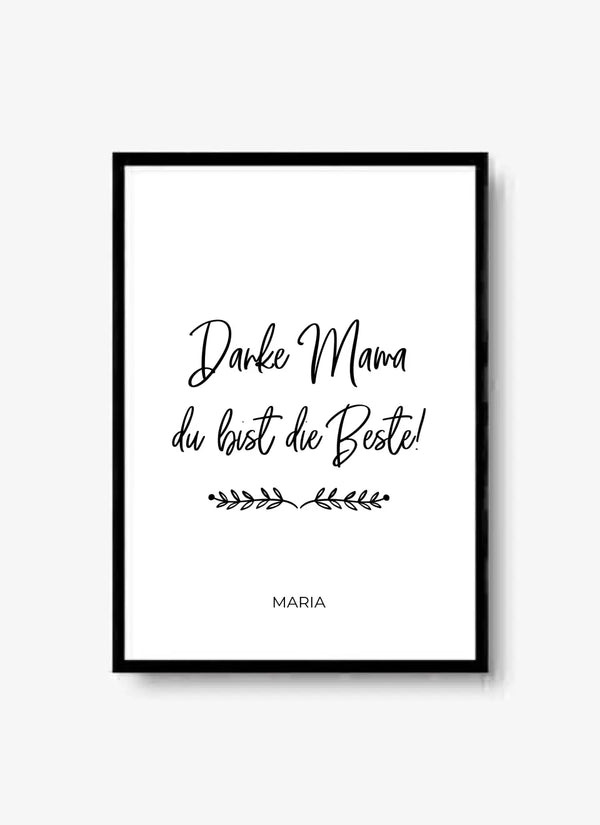 Danke Mama du bist die Beste! - personalisiertes Poster