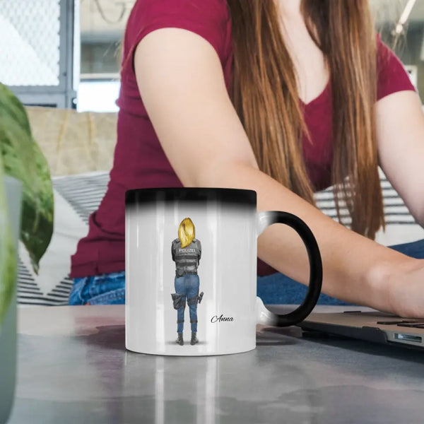 Polizistin Memory Magic Tasse