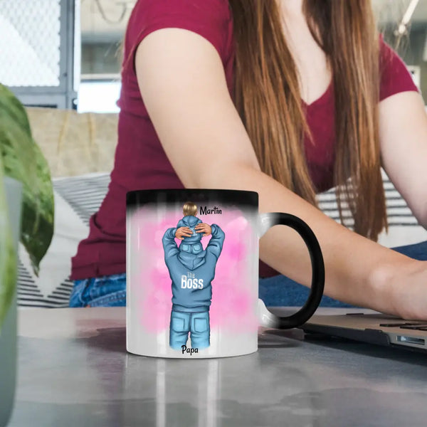 Personalisierte Papa mit Kind Zauberbecher Magic Tasse