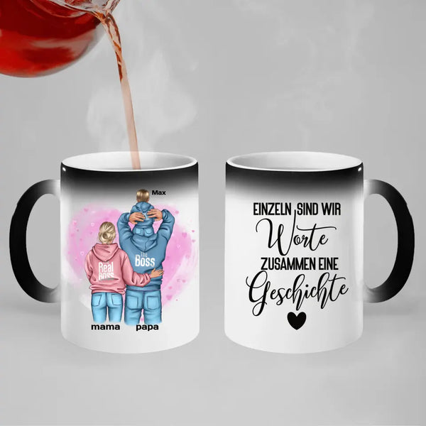 Papa mit Mama und Kind Zauberbecher