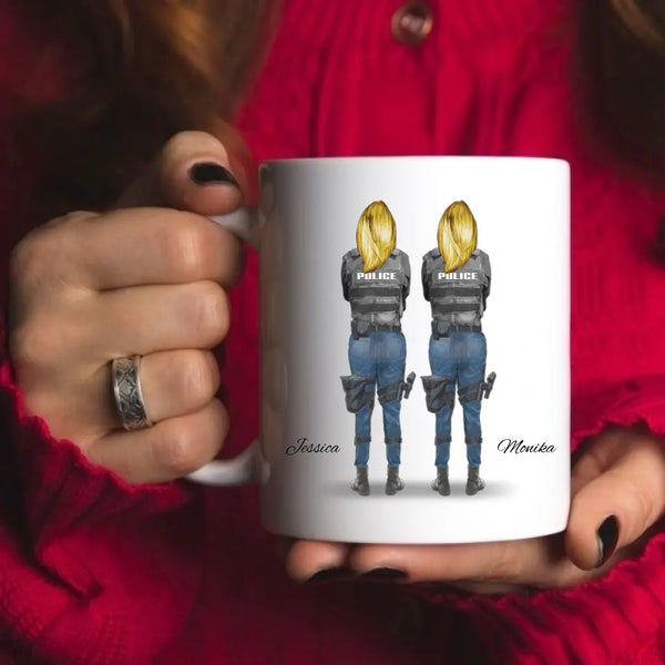 2 Polizistin - personalisierte Tasse