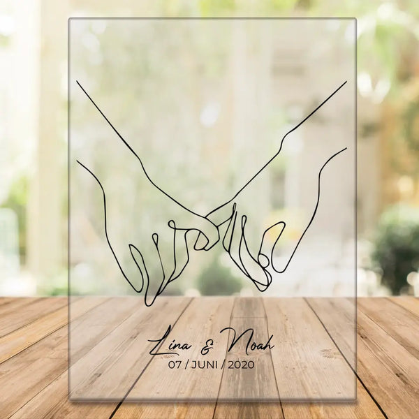 Händchen haltend kleine Finger - personalisiertes Acrylglas