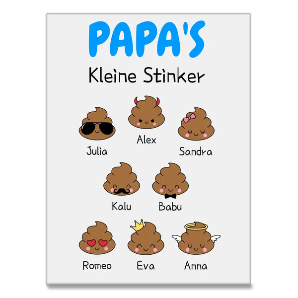 Papa's Kleine Stinker 2-8 Personen - Personalisiertes Acrylglas Clipart mit Namen