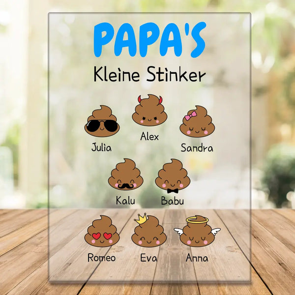 Papa's Kleine Stinker 2-8 Personen - Personalisiertes Acrylglas Clipart mit Namen