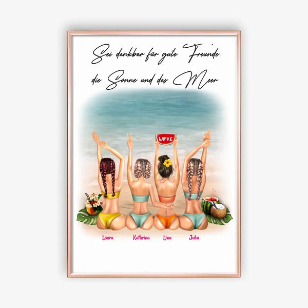 Personalsieirtes Poster Beach Vibes Beste Freundinnen - 2-4 Freundin Poster