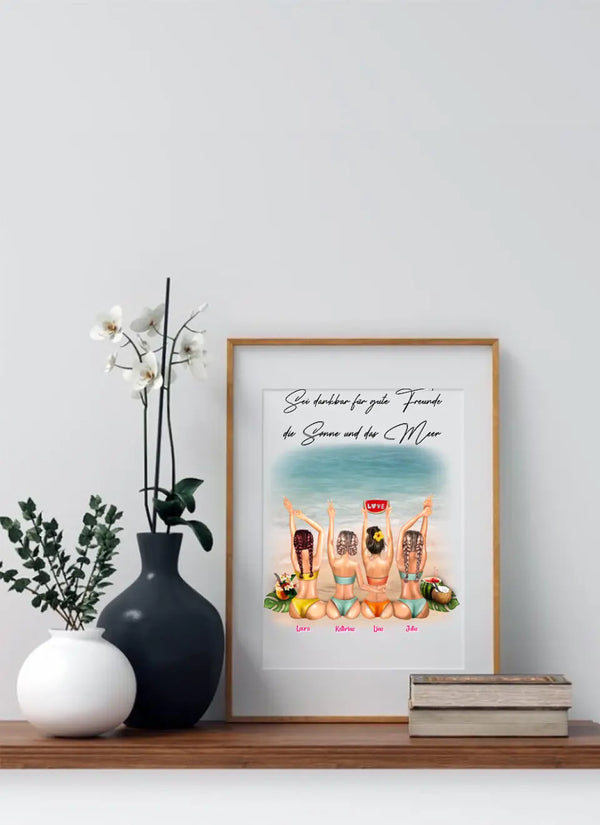 Personalsieirtes Poster Beach Vibes Beste Freundinnen - 2-4 Freundin Poster