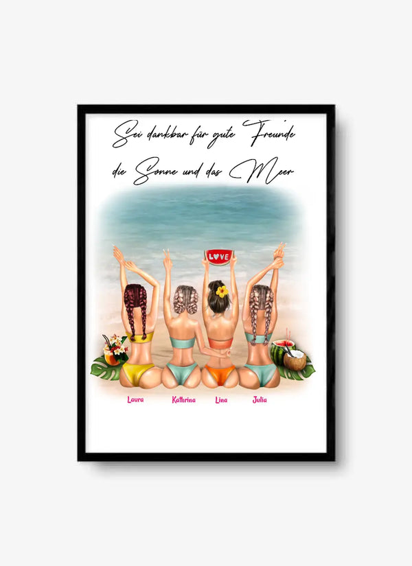 Personalsieirtes Poster Beach Vibes Beste Freundinnen - 2-4 Freundin Poster