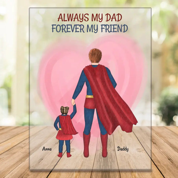 Superman Papa mit Kind Memory Acrylglas