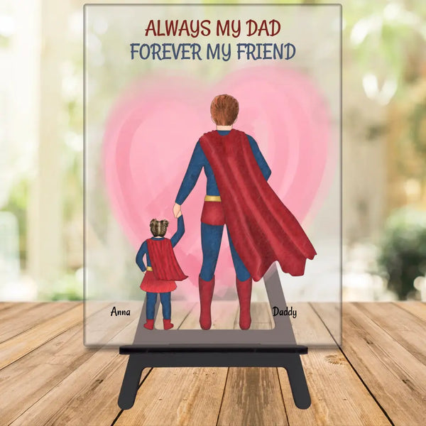 Superman Papa mit Kind Memory Acrylglas