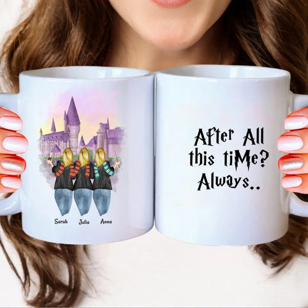 3 Freundinnen Potter Zauberer Clipart Tasse Personalisiert mit Namen