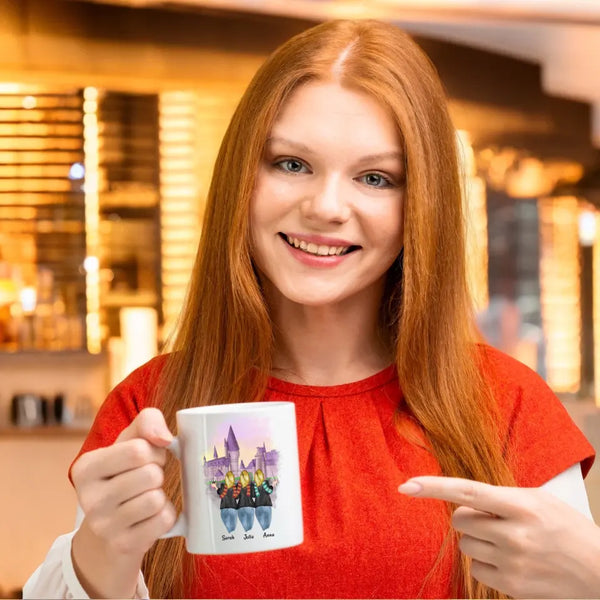 3 Freundinnen Potter Zauberer Clipart Tasse Personalisiert mit Namen