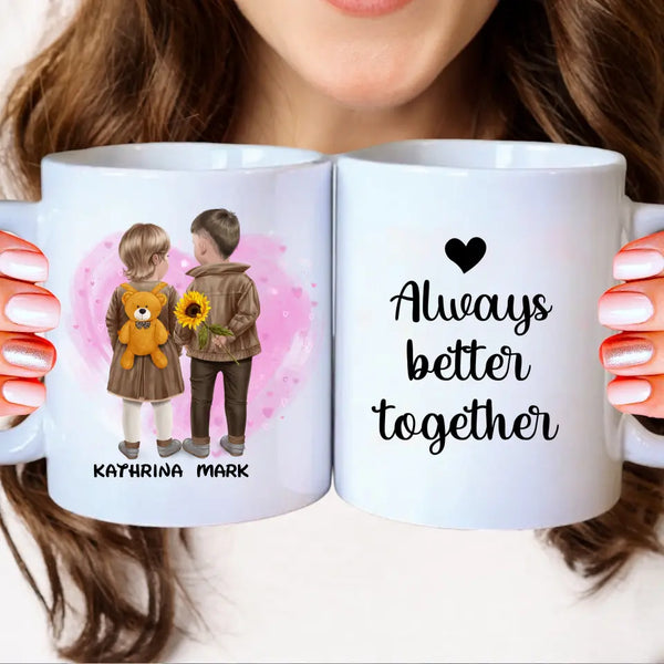 Kindergarten - Geschwister - first love Clipart Tasse Personalisiert mit Namen