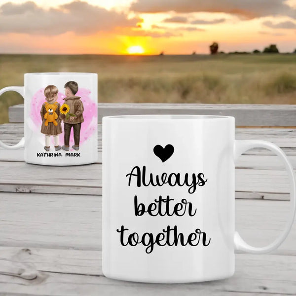 Kindergarten - Geschwister - first love Clipart Tasse Personalisiert mit Namen