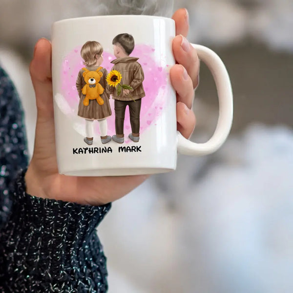 Kindergarten - Geschwister - first love Clipart Tasse Personalisiert mit Namen