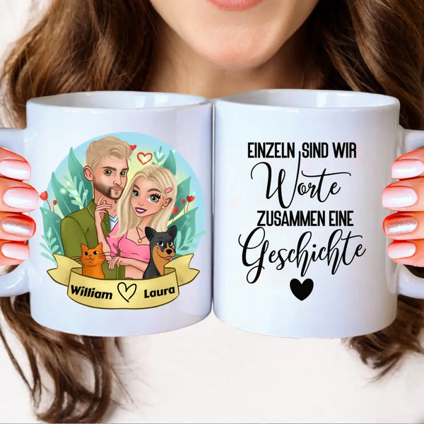 Personalisierte Cartoon Paar Clipart Tasse Personalisiert mit Namen