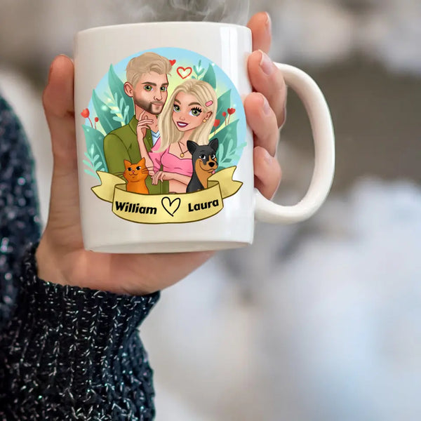 Personalisierte Cartoon Paar Clipart Tasse Personalisiert mit Namen