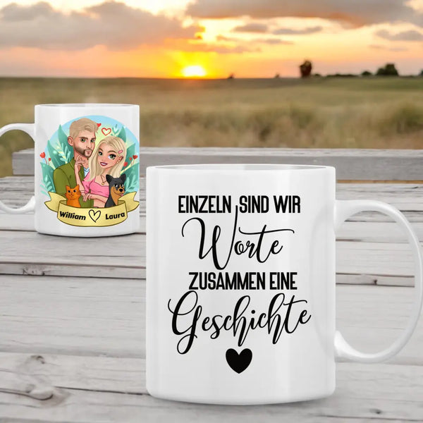 Personalisierte Cartoon Paar Clipart Tasse Personalisiert mit Namen