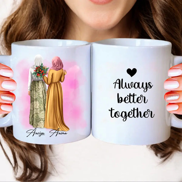 Personalisierte Muslim beste Freundin Clipart Tasse Personalisiert mit Namen 2-5 Personen