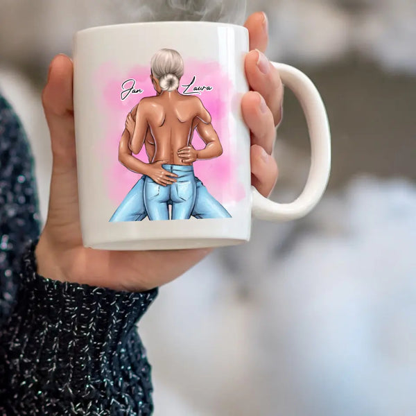 Lovestory Mann und Frau Paar Pärchen Clipart Tasse Personalisiert mit Namen