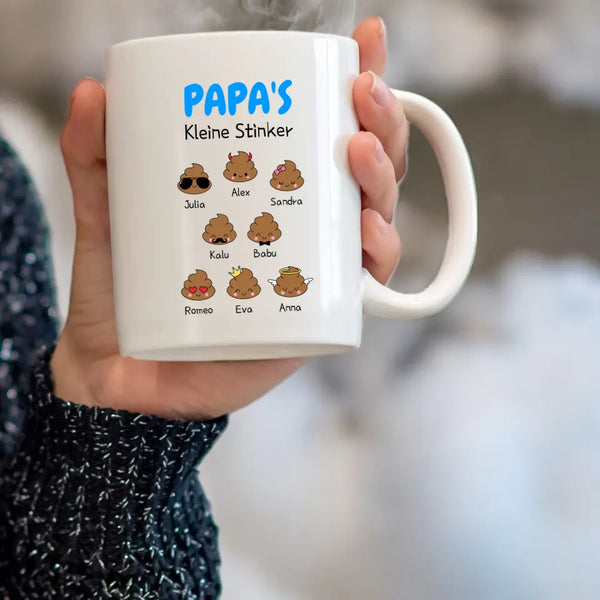 Papa's Kleine Stinker - Clipart Tasse Personalisiert mit bis zu 8 Namen