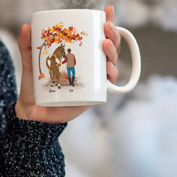 Pferd und Frau oder Mann - personallisierte Clipart Tasse Personalisiert mit Namen