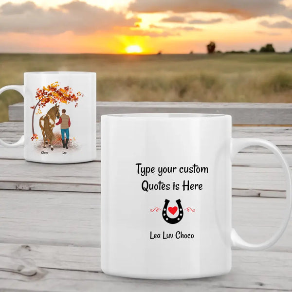 Pferd und Frau oder Mann - personallisierte Clipart Tasse Personalisiert mit Namen