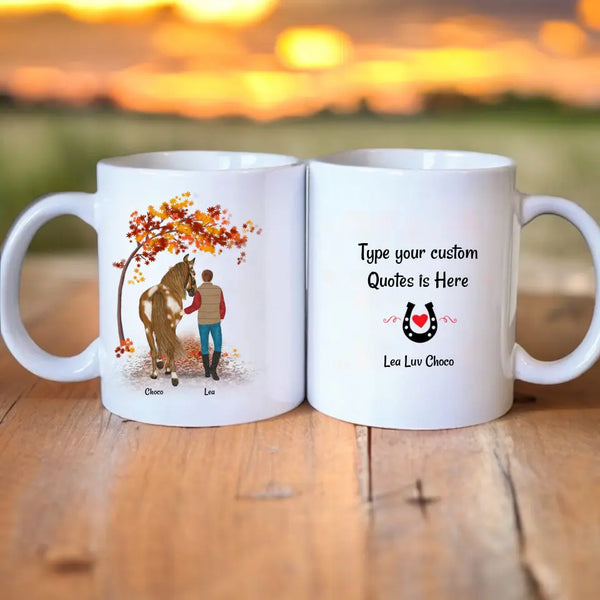 Pferd und Frau oder Mann - personallisierte Clipart Tasse Personalisiert mit Namen