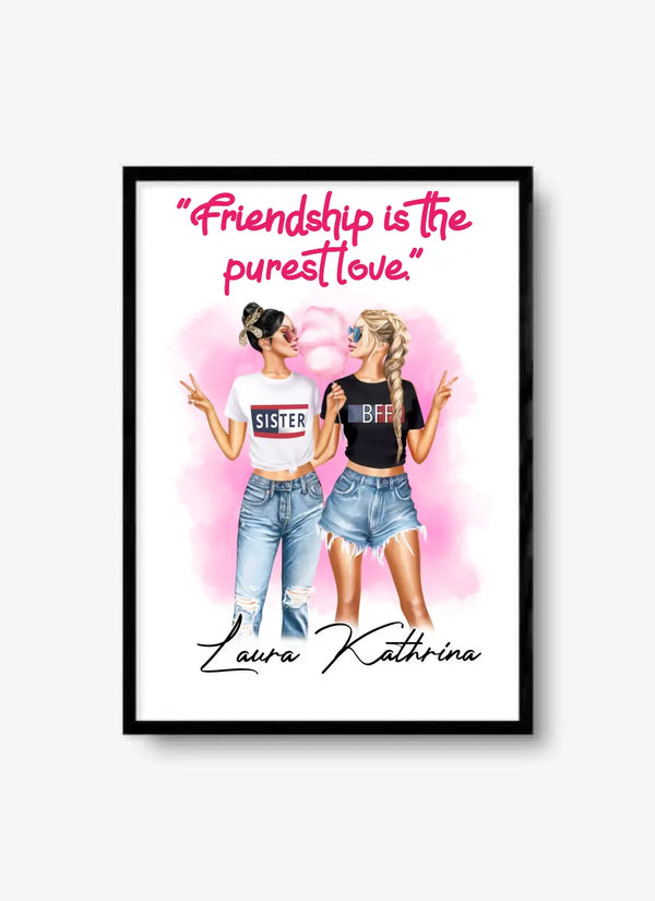 Personalisirtes Poster Cotton Candy Beste Freundinnen - 2-3 Personen Freundin Clipart Poster