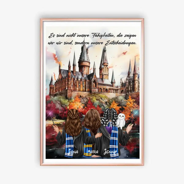 Personalisiertes Poster Zauberer Clipart Potter Freunde 2-3 Personen Personalisierbar