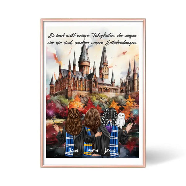 Personalisiertes Poster Zauberer Clipart Potter Freunde 2-3 Personen Personalisierbar