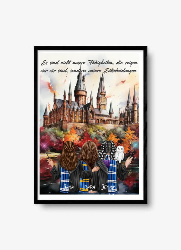 Personalisiertes Poster Zauberer Clipart Potter Freunde 2-3 Personen Personalisierbar