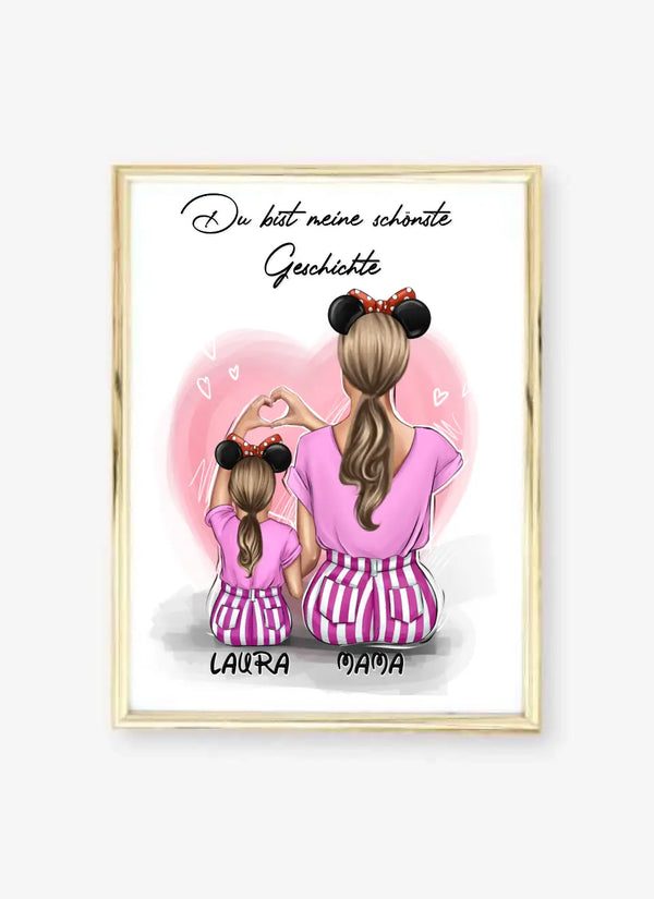 Personalisiertes Mutter und Tochter Clipart Poster Personalisiert mit Namen