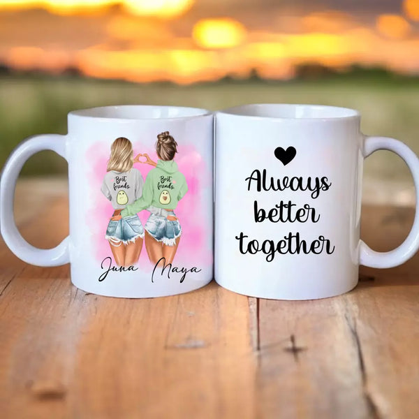 Personalisierte Beste Freundinnen Bestie Clipart Tasse Personalisiert mit Namen