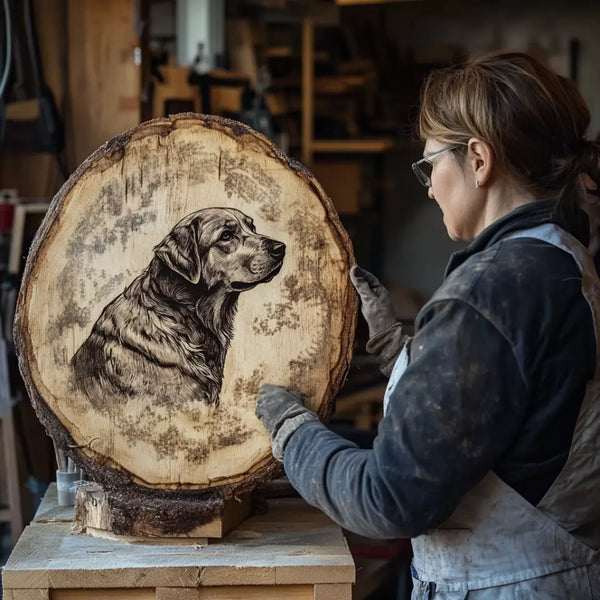 Personalisierte Baumscheibe mit Bild Gravur, Fotoverewigung auf Holz für besondere Erinnerungen