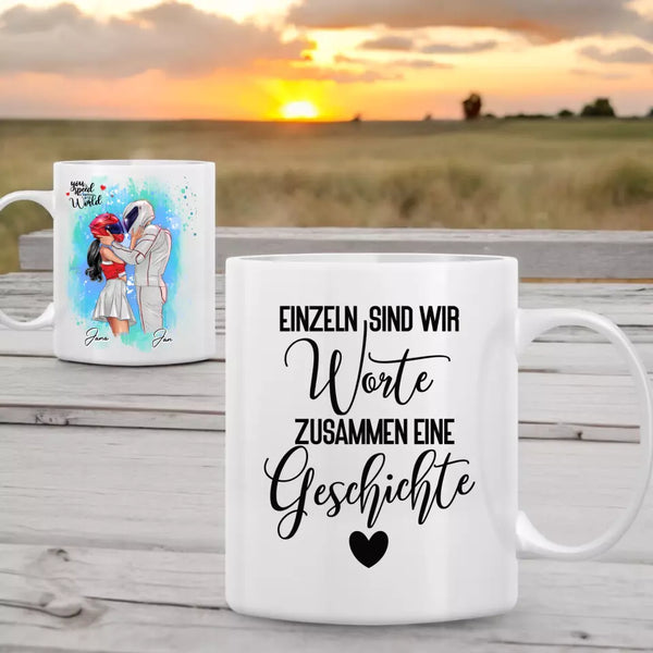 Biker Paar – Pärchen Clipart Tasse Personalisiert mit Namen