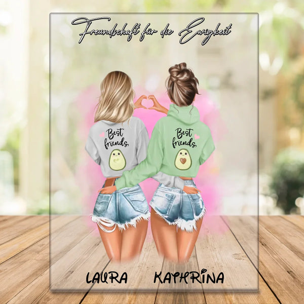 Personalisiertes Acrylglas Double Trouble Beste Freundinnen - Freundin Clipart Acrylglas mit Namen