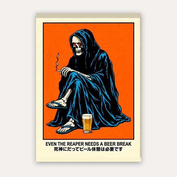 Feierabend – Humorvolles Poster in Orange & Schwarz