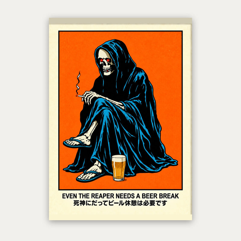 Feierabend – Humorvolles Poster in Orange & Schwarz
