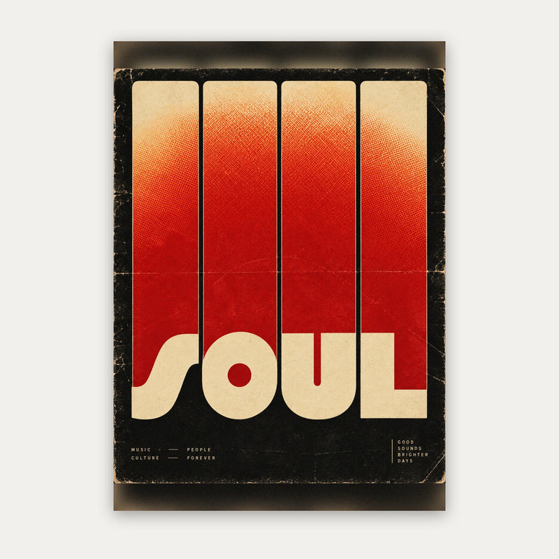 Soul Forever – Retro Musik Poster in Rot & Creme