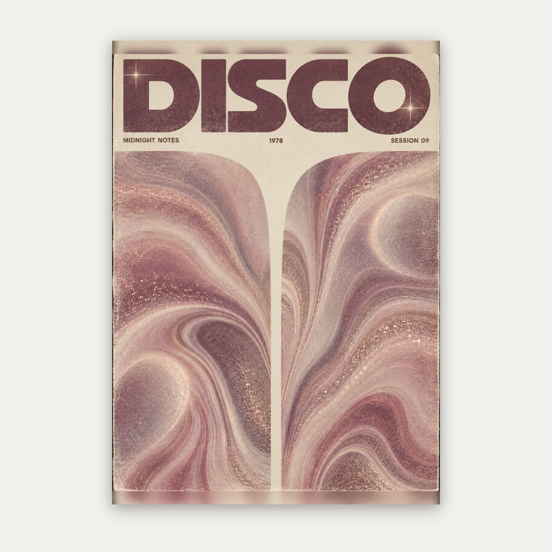 Disco Midnight – Retro Poster in Rosé & Beige