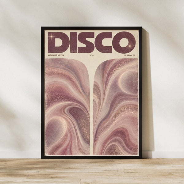 Disco Midnight – Retro Poster in Rosé & Beige