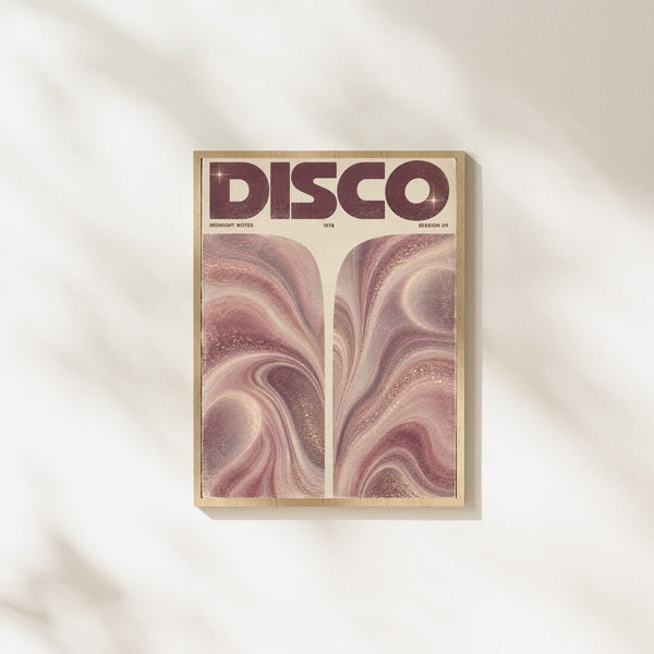 Disco Midnight – Retro Poster in Rosé & Beige