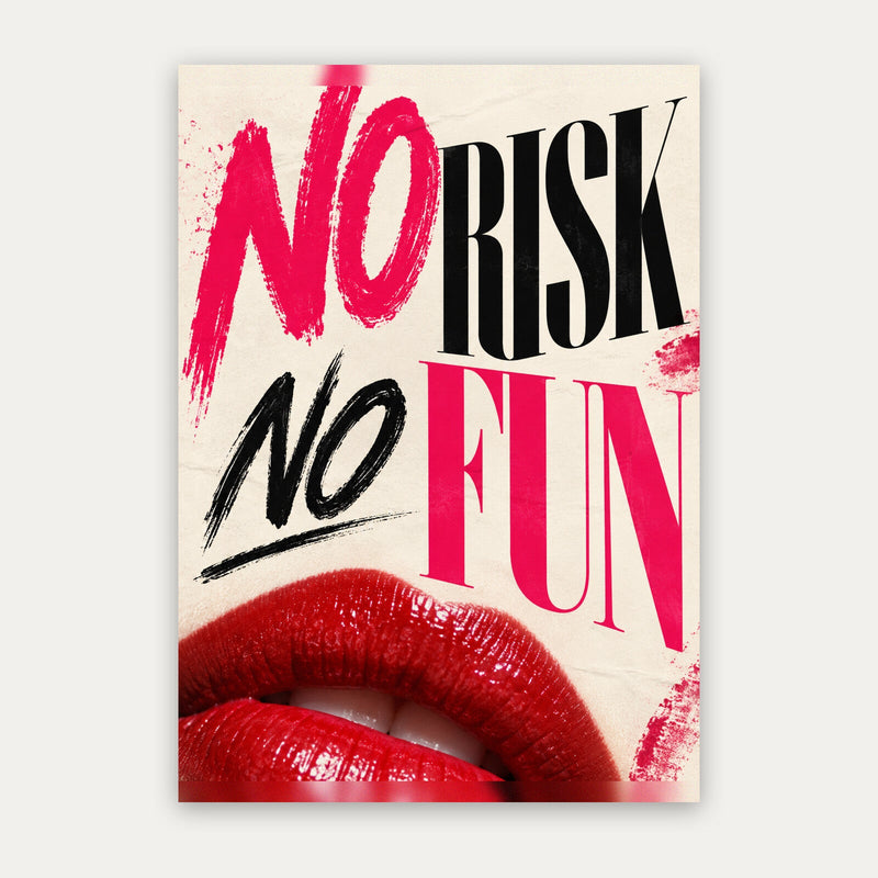 No Risk No Fun – Typo Poster in Pink & Rot