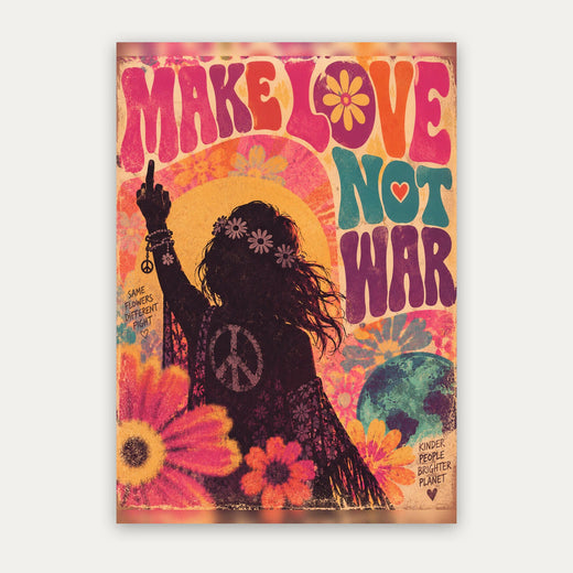 Make Love Not War – Retro Poster in Pink & Orange
