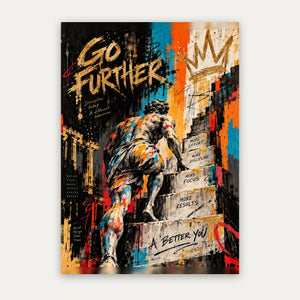 Go Further – Motivations Poster im Graffiti-Stil