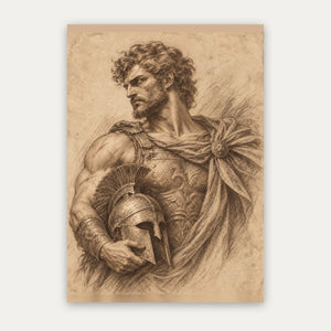 Der Krieger – Antikes Porträt Poster in Sepia