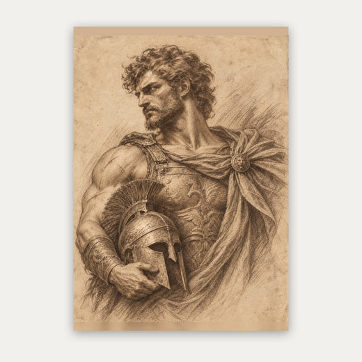 Der Krieger – Antikes Porträt Poster in Sepia