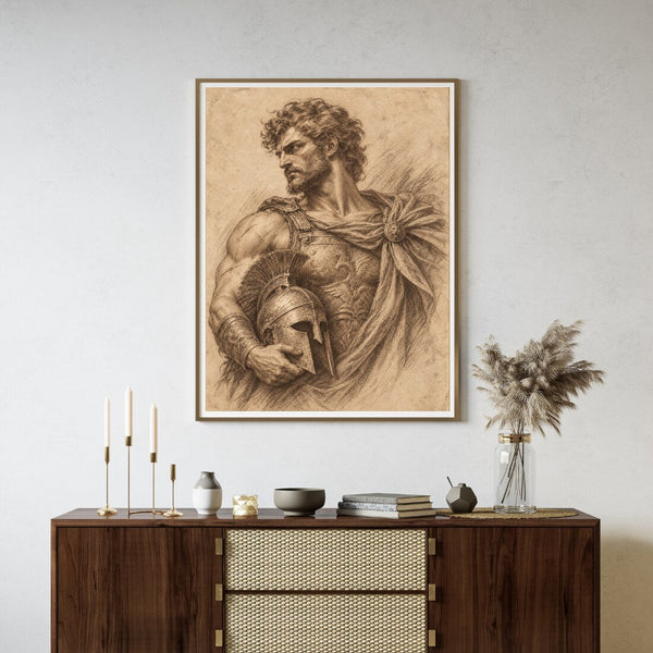 Der Krieger – Antikes Porträt Poster in Sepia